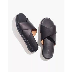 Madewell The Louisa Crisscross Slide Sandal Leather True Black - Worn Once